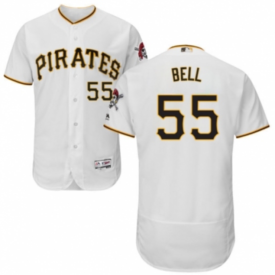 Men's Majestic Pittsburgh Pirates #55 Josh Bell White Home Flex Base Authentic Collection MLB Jersey - Ujersey
