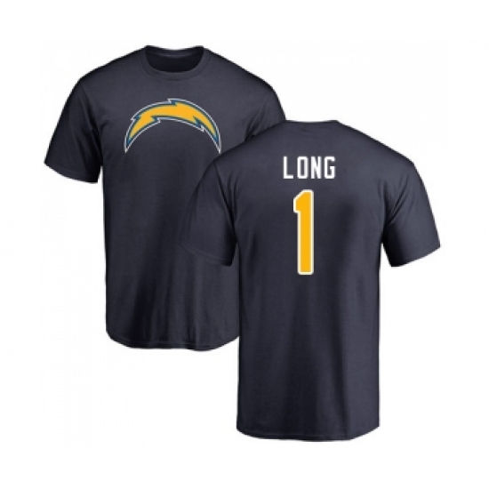 Football Los Angeles Chargers #1 Ty Long Navy Blue Name & Number Logo T-Shirt - Ujersey NHL