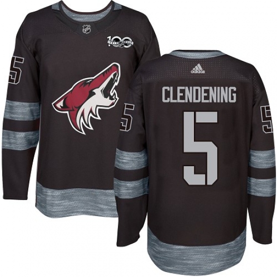 Men's Adidas Arizona Coyotes #5 Adam Clendening Premier Black 1917-2017 100th Anniversary NHL Jersey
