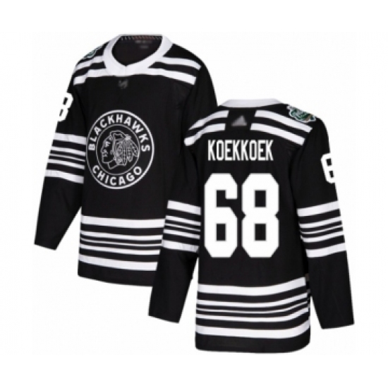 Men's Chicago Blackhawks #68 Slater Koekkoek Authentic Black 2019 Winter Classic Hockey Jersey - Ujersey
