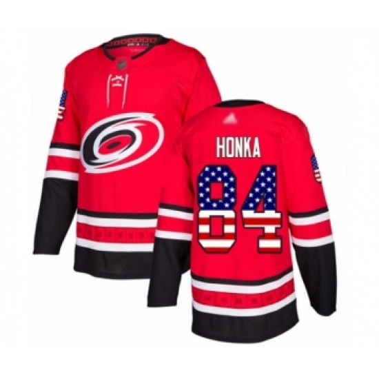 Youth Carolina Hurricanes #84 Anttoni Honka Authentic Red USA Flag Fashion Hockey Jersey - Ujersey