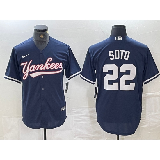 Men's New York Yankees #22 Juan Soto Navy Cool Base Stitched Baseball Jersey - Ujersey