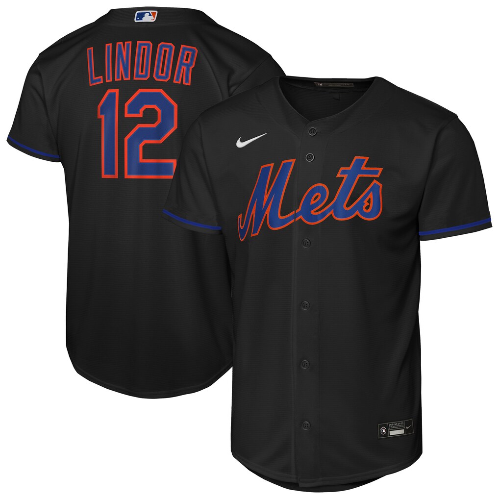 Youth New York Mets Francisco Lindor Nike Black Alternate Replica Jersey - Ujersey
