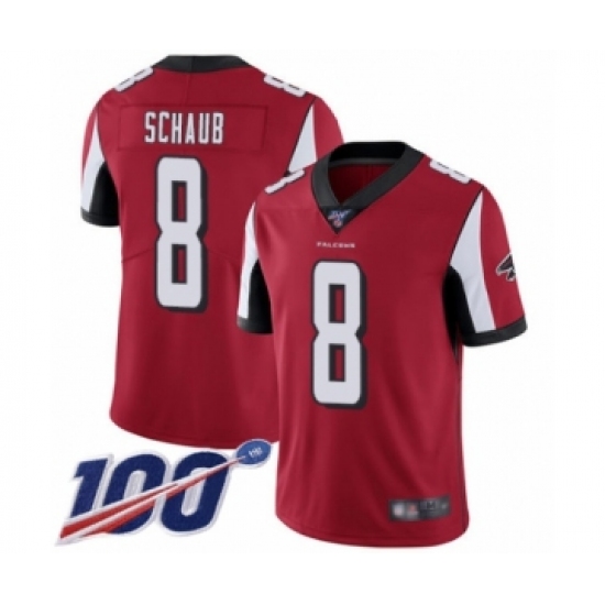 Men's Atlanta Falcons #8 Matt Schaub Red Team Color Vapor Untouchable Limited Player 100th Season Football Jersey - Ujersey