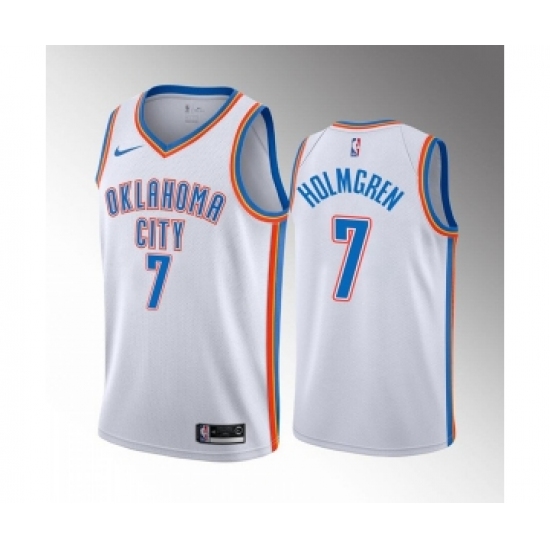Men's Oklahoma City Thunder #7 Chet Holmgren 2022 Draft White Stitched NBA Jersey - Ujersey