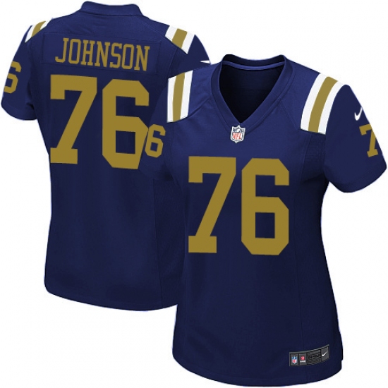 Women's Nike New York Jets #76 Wesley Johnson Elite Navy Blue Alternate NFL Jersey - Ujersey