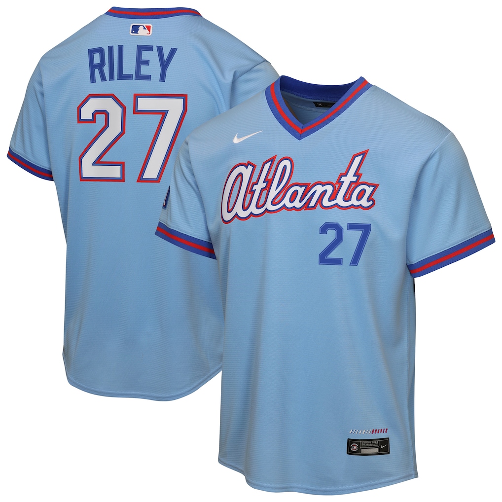 Youth Atlanta Braves Austin Riley Nike Powder Blue 2026 City Connect Stadium Jersey