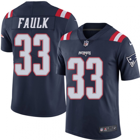 Youth Nike New England Patriots #33 Kevin Faulk Limited Navy Blue Rush Vapor Untouchable NFL Jersey - Ujersey