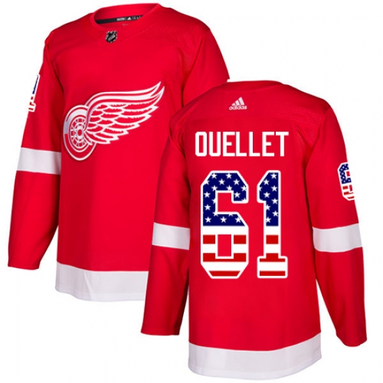 Youth Adidas Detroit Red Wings #61 Xavier Ouellet Authentic Red USA Flag Fashion NHL Jersey - Ujersey