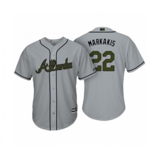 Youth Atlanta Braves #22 Nick Markakis Gray 2017 Memorial Day Cool Base Jersey - Ujersey