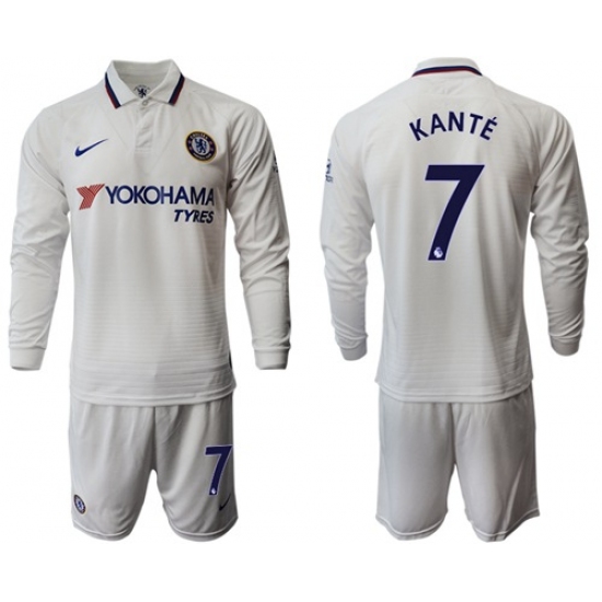 Chelsea #7 Kante Away Long Sleeves Soccer Club Jersey