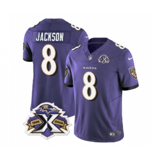 Men's Nike Baltimore Ravens #8 Lamar Jackson Purple 2023 F.U.S.E Throwback Vapor Limited Stitched Jersey - Ujersey