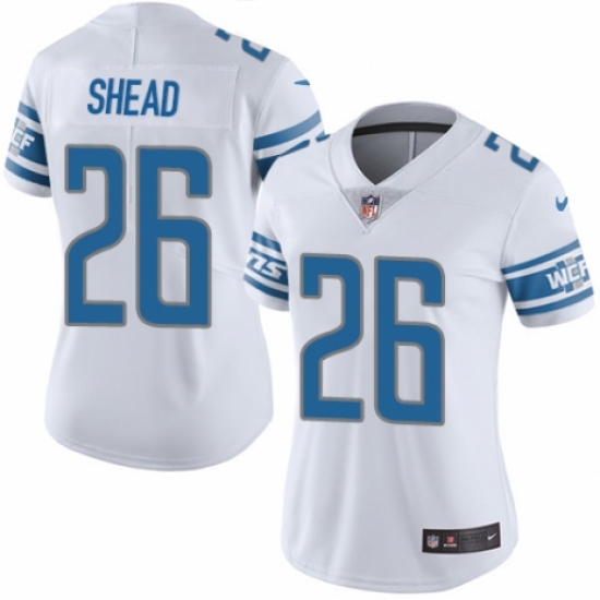 Women's Nike Detroit Lions #26 DeShawn Shead White Vapor Untouchable Elite Player NFL Jersey - Ujersey