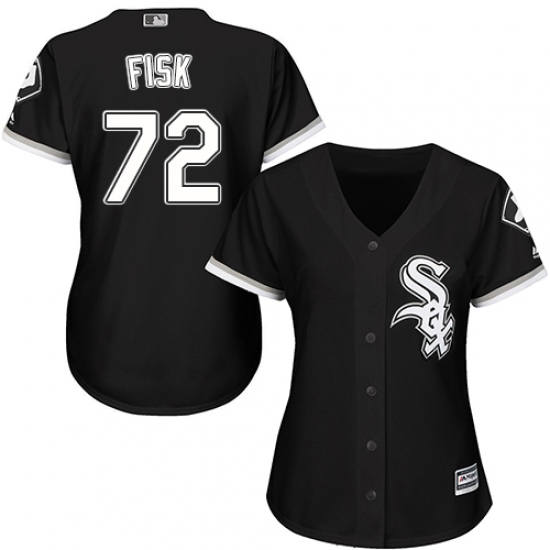 Women's Majestic Chicago White Sox #72 Carlton Fisk Authentic Black Alternate Home Cool Base MLB Jersey - Ujersey