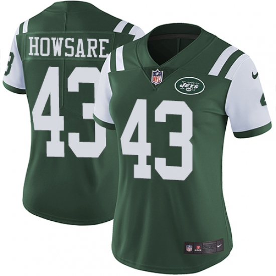 Women's Nike New York Jets #43 Julian Howsare Green Team Color Vapor Untouchable Limited Player NFL Jersey - Ujersey