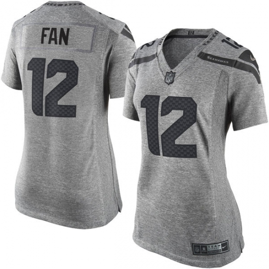 Women's Nike Seattle Seahawks 12th Fan Limited Gray Gridiron NFL Jersey - Ujersey