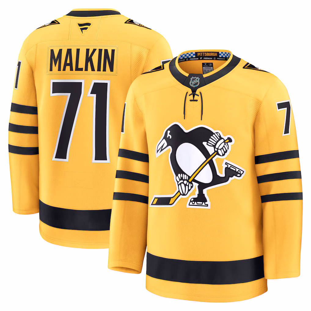 Men's Pittsburgh Penguins Evgeni Malkin Fanatics Gold Alternate Premium Player Jersey - ujerseystore