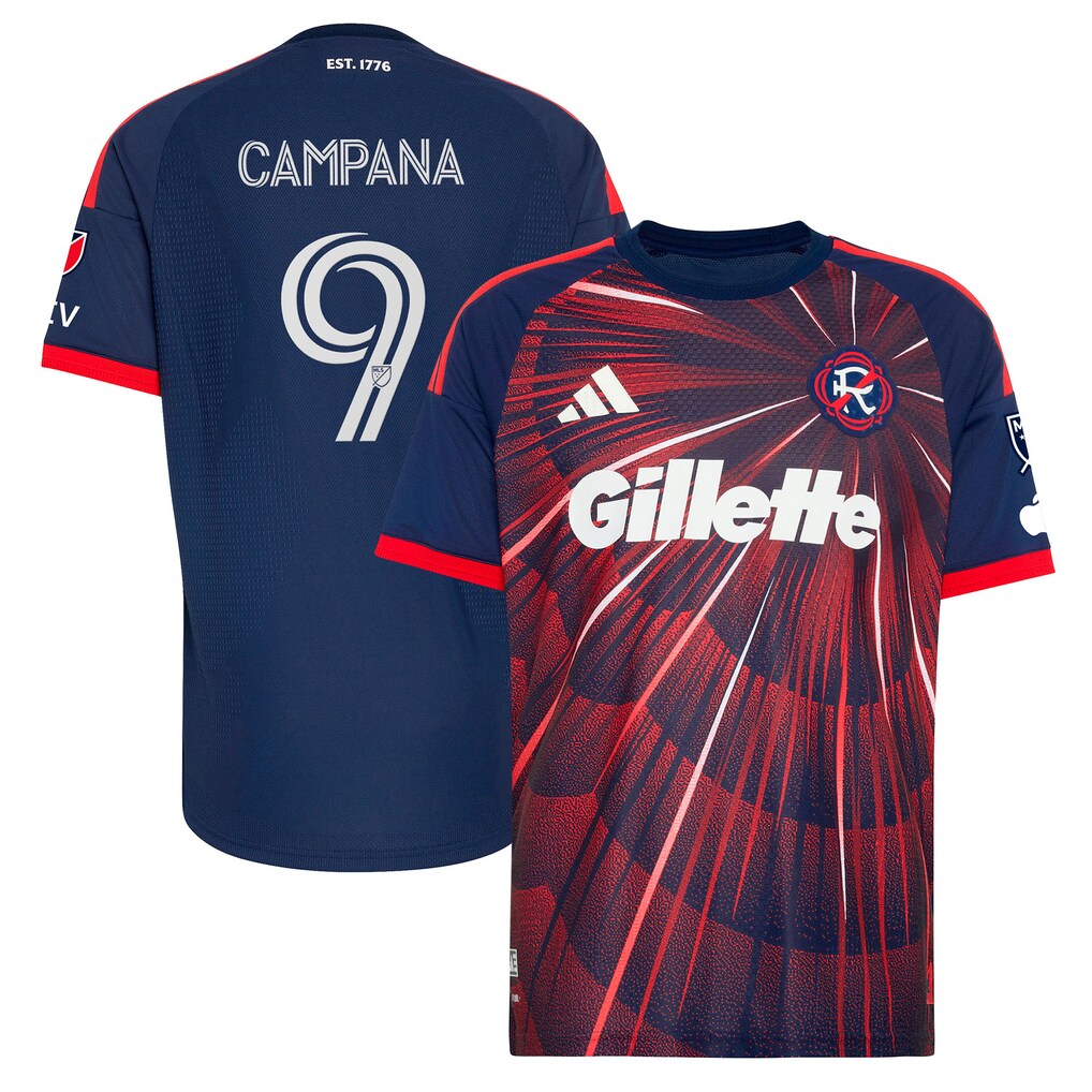 Men's New England Revolution Leonardo Campana adidas Blue 2026 Independence Day On-Field Authentic Patch Jersey - Ujersey