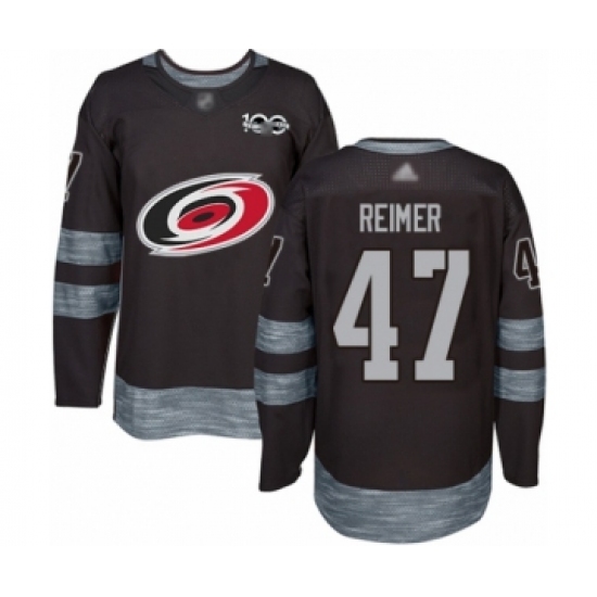 Men's Carolina Hurricanes #47 James Reimer Authentic Black 1917-2017 100th Anniversary Hockey Jersey - Ujersey