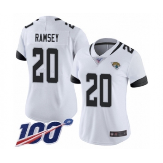 Women's Nike Jacksonville Jaguars #20 Jalen Ramsey White Vapor Untouchable Limited Player 100th Season NFL Jersey - Ujersey