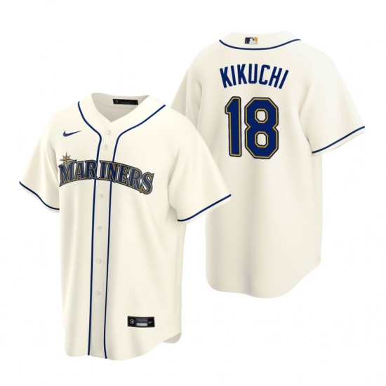Men's Nike Seattle Mariners #18 Yusei Kikuchi Cream Alternate Stitched Baseball Jersey - Ujersey