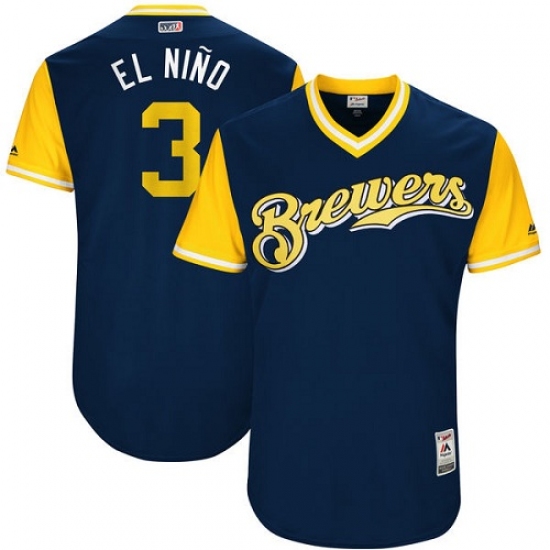 Men's Majestic Milwaukee Brewers #3 Orlando Arcia 