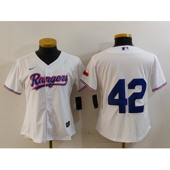 Women's Texas Rangers #42 Jackie Robinson White Cool Base Stitched Baseball Jersey - Ujersey