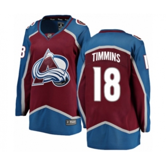 Women's Colorado Avalanche #18 Conor Timmins Authentic Maroon Home Fanatics Branded Breakaway NHL Jersey - Ujersey