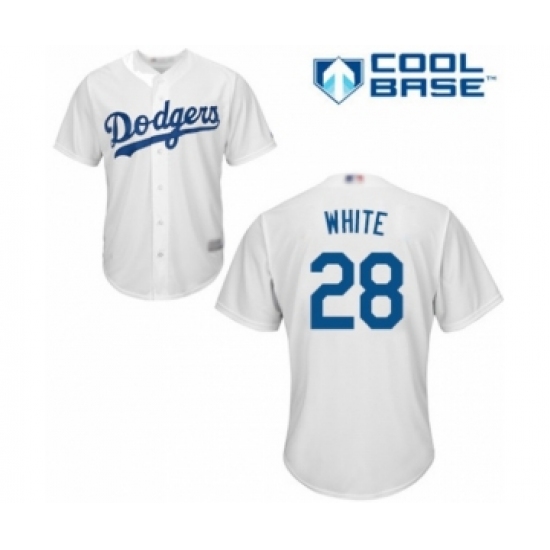 Youth Los Angeles Dodgers #28 Tyler White Authentic White Home Cool Base Baseball Player Jersey - Ujersey