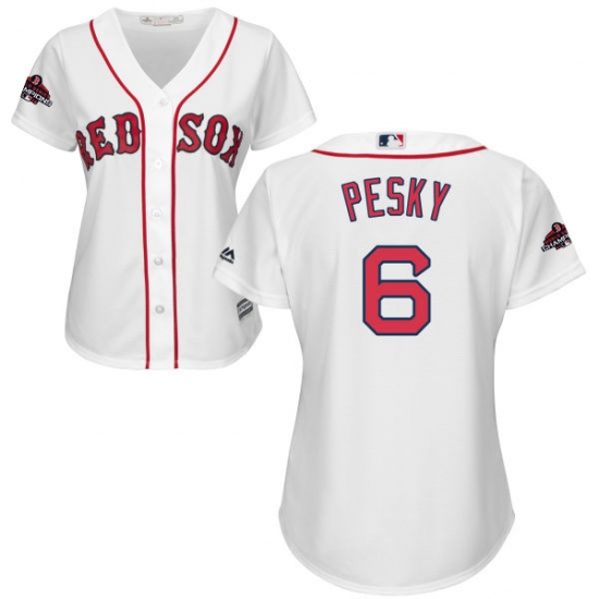 Women's Majestic Boston Red Sox #6 Johnny Pesky Authentic White Home 2018 World Series Champions MLB Jersey - Ujersey