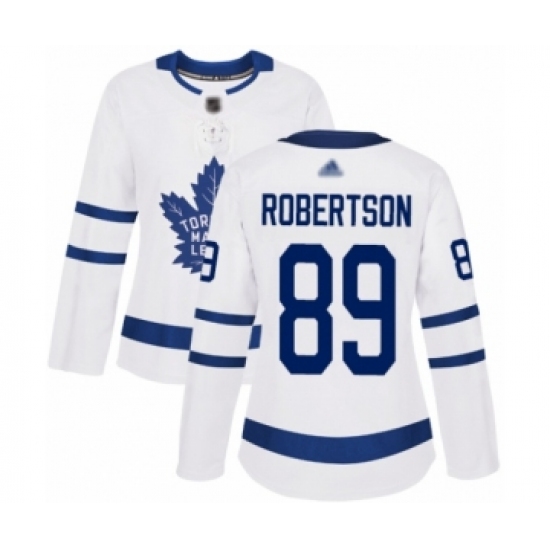 Women's Toronto Maple Leafs #89 Nicholas Robertson Authentic White Away Hockey Jersey