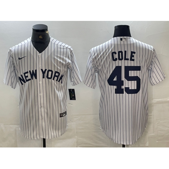 Men's New York Yankees #45 Gerrit Cole White 2024 Cool Base Stitched Jerseys - Ujersey