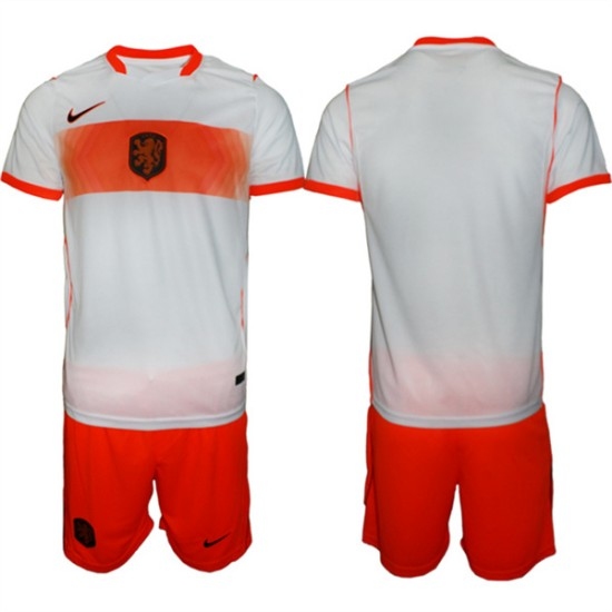 Men's Netherlands Custom Orange White Away Soccer Jersey Suit - Ujersey