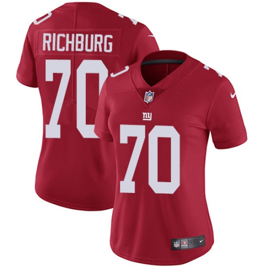 Women's Nike New York Giants #70 Weston Richburg Red Alternate Vapor Untouchable Limited Player NFL Jersey - Ujersey