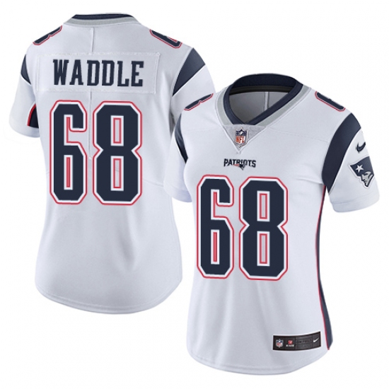 Women's Nike New England Patriots #68 LaAdrian Waddle White Vapor Untouchable Limited Player NFL Jersey - Ujersey