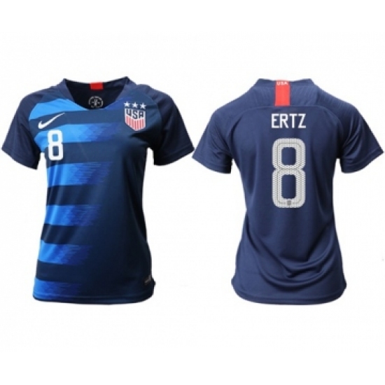 Women's USA #8 Ertz Away Soccer Country Jersey
