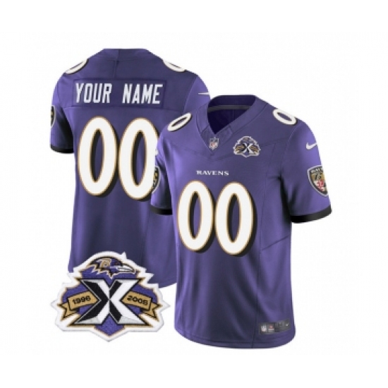 Men's Nike Baltimore Ravens Active Player Custom Purple 2023 F.U.S.E Throwback Vapor Limited Stitched Jersey - Ujersey