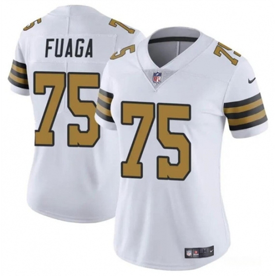 Women's New Orleans Saints #75 Taliese Fuaga White 2024 Draft Color Rush Stitched Game Jersey(Run Small) - Ujersey