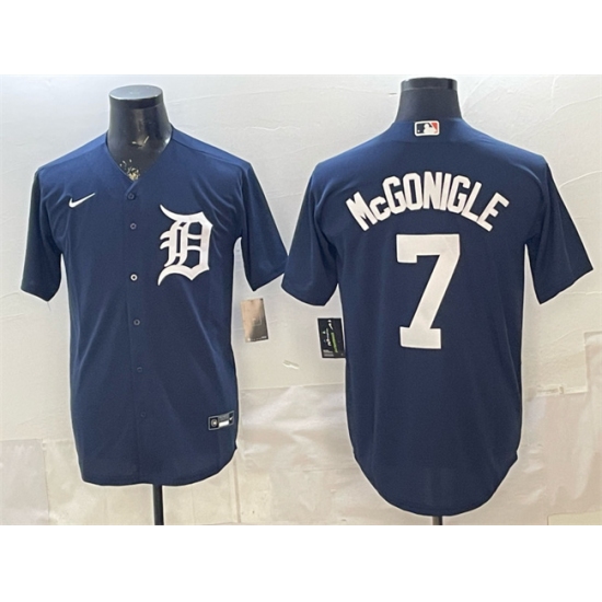 Men's Detroit Tigers #7 Kevin McGonigle Navy Cool Base Stitched Baseball Jersey - Ujersey