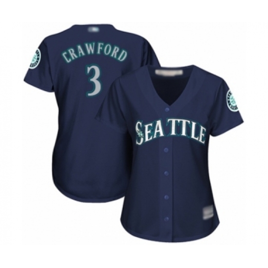 Women's Seattle Mariners #3 J.P. Crawford Authentic Navy Blue Alternate 2 Cool Base Baseball Player Jersey - Ujersey