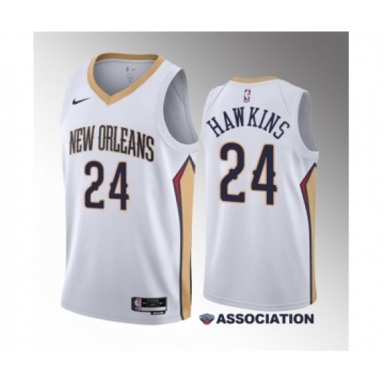 Men's New Orleans Pelicans #24 Jordan Hawkins White 2023 Draft Association Edition Stitched Basketball Jersey - Ujersey