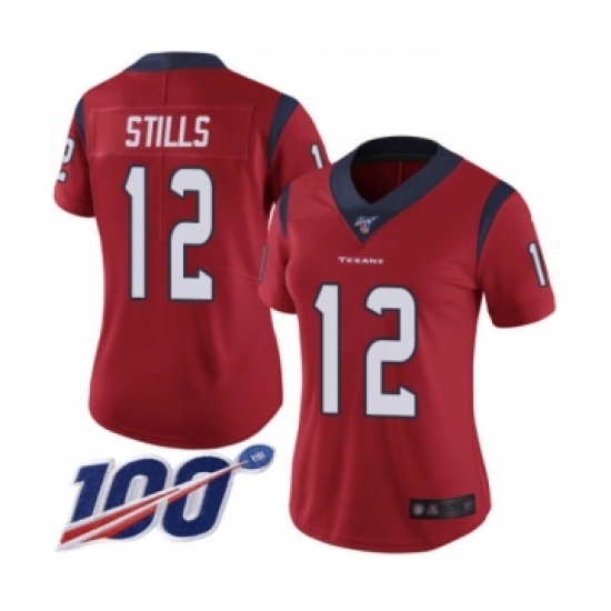 Women's Houston Texans #12 Kenny Stills Red Alternate Vapor Untouchable Limited Player 100th Season Football Jersey - Ujersey