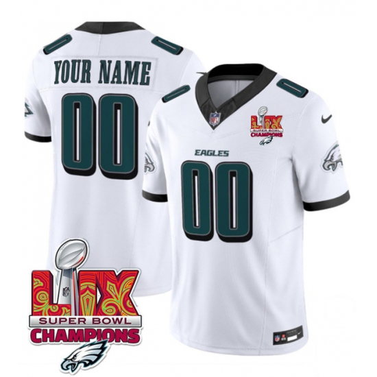 Men's Philadelphia Eagles Active Player Custom White 2025 Eagles Logo Super Bowl LIX Patch New F.U.S.E. Vapor Limited Football Stitched Jersey - Ujersey
