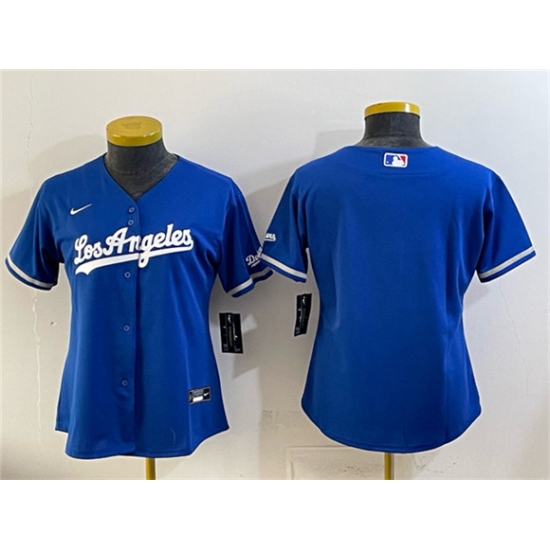Women's Los Angeles Dodgers Blank Royal Alternate Stadium Stitched Baseball Jersey(Run Small) - Ujersey