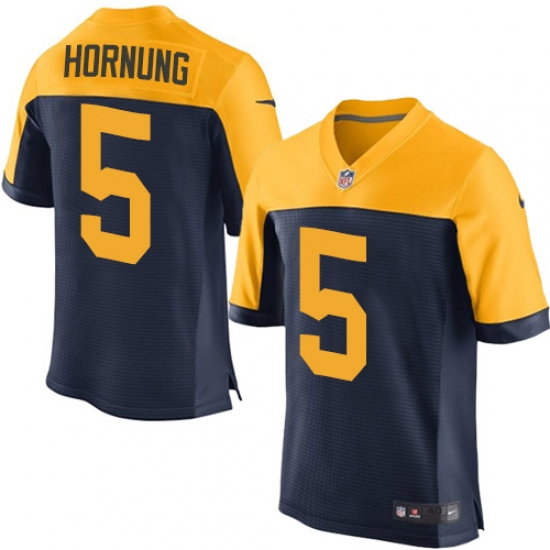 Men's Nike Green Bay Packers #5 Paul Hornung Elite Navy Blue Alternate NFL Jersey - Ujersey