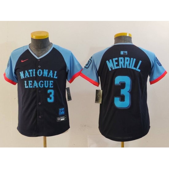 Youth San Diego Padres #3 Jackson Merrill Number Navy 2024 All Star Limited Stitched Jersey - Ujersey