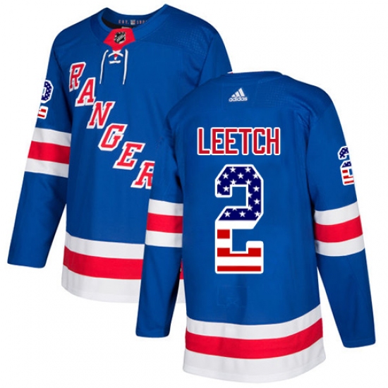 Men's Adidas New York Rangers #2 Brian Leetch Authentic Royal Blue USA Flag Fashion NHL Jersey - Ujersey