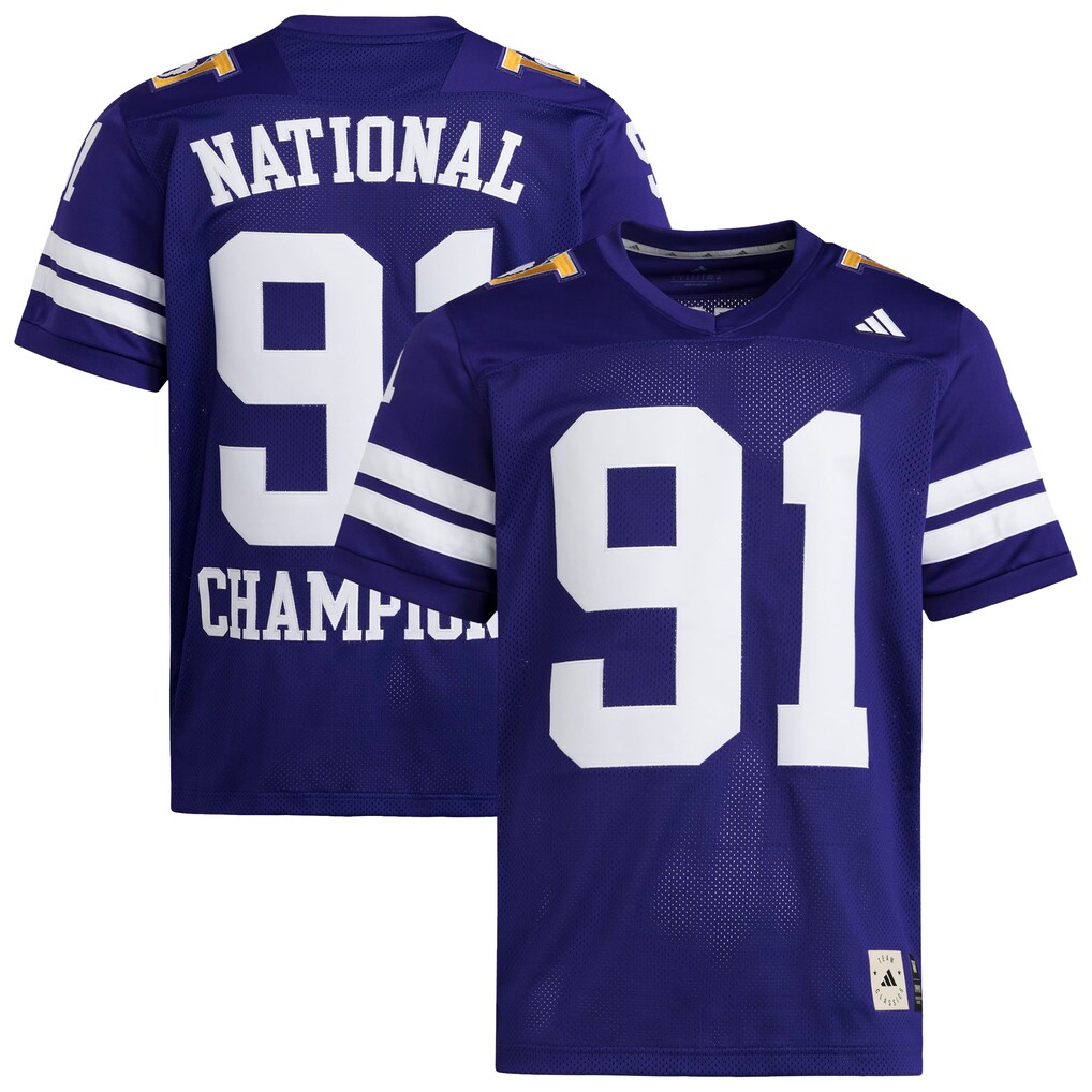 Men's adidas Purple Washington Huskies 1991 National Championship Anniversary Icon Football Jersey - ujerseystore
