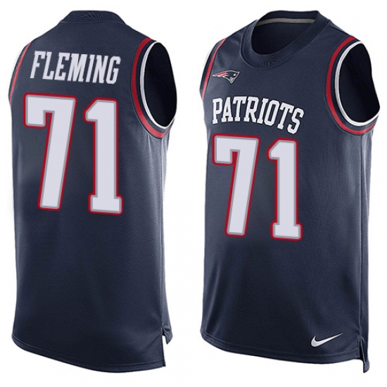 Men's Nike New England Patriots #71 Cameron Fleming Limited Navy Blue Player Name & Number Tank Top NFL Jersey - Ujersey