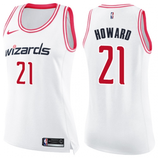 Women's Nike Washington Wizards #21 Dwight Howard Swingman White Pink Fashion NBA Jersey - Ujersey